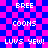 Pixelated text phrases on a blue and pink checkered background with no visible animation changes.