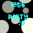 Animated icon with cyan text 'lets PARTY :D' over black background with shifting gray and white circles.