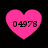 Four pink heart-shaped icons with black digital text '04978' displayed on each, arranged in a against a solid black background