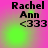 Four identical display 'Rachel Ann <333' text over a pink background with green light effects, each showing a different green glow position