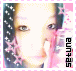 A pixelated image of a person with dark hair and light skin, featuring pink and white star patterns on the left side, with vertical text reading "sefuna" on the right.