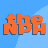 Pixelated of nine orange and blue text elements with two character portraits on a light blue background