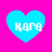 Four cyan hearts on a bright pink background, each containing the text 'Kara' in white pixelated font.