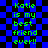 Green pixelated text on a blue and black checkered background reads "Katie is my best friend ever!!" in two identical vertical