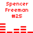 Red pixel text and bar graphs display 'Spencer Freeman #25' with animated horizontal bar changes across two of identical text