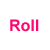 A static image shows a pink 'Roll' text on the left and multiple black-and-white circular icons with plus signs connected by lines.