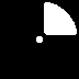 Black background with white geometric shapes forming a of four distinct patterns, including partial circles and cross-like structures