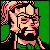 Pixelated static icon of a character with pink hair and black clothing against green background, featuring visible dithering and blocky rendering style.