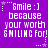 Purple background with white pixelated text reading "Smile :) because your worth SMILING for!" repeated in six sections, each section bordered by small white stars and dotted lines