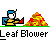Pixel art animation of a character using a leaf blower, showing of leaf piles and particle effects