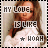 Pixelated static buddy icon with filmstrip border featuring a person in white clothing and brown hair, overlaid with text "MY LOVE IS LIKE" and "* NOAH".