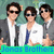 Three pixelated figures in formal attire stand side-by-side against a greenish background with blue text reading 'Jonas Brothers' at the bottom.