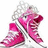 Pixelated pink and white cartoon character with large eyes, a wide smile, and a bow on its head against a plain background.