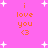 Pixelated pink background with white stars and orange text reading 'i love you <3' in two vertical