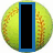 Animated sequence showing a softball with changing symbols and text overlays on blue rectangular backgrounds.