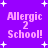 Purple background with white starbursts and pink text reading 'Allergic 2 School!' in four identical quadrants.