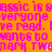 Orange background with repeated pink text reading 'music is music is music is everyone everyone everyone i've read. i've read. i've read. wants to wants to wants to mark twainmark twainmark twain' in a pixelated font.