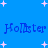 Blue background with white star shapes and repeated blue text reading "Holister Holister" in pixelated font.