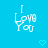 Pixelated white text "I Love You" on bright blue background with two small pixel hearts below, animated to shift slightly left and right.