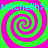 Four identical spiral patterns in bright green and magenta on a solid background, with cyan text reading "Mitchellh7" repeated horizontally.