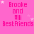 Pink background with repeated text 'Brooke and Ali BestFriends' in pink pixelated font, white stars scattered across the image.