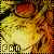 identical pixelated frames showing a yellowish-brown textured surface with circular red-orange shapes and white text 'FHI' in the top-left corner