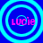 Four circular cyan rings on a blue background with pink text 'Lucie' inside each ring.