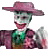 Pixelated character with green face, pink wide-brimmed hat, and dark jacket over green shirt against gray background.