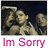 Pixelated image of two people embracing with text overlays reading "Im Sorry" and "Plz Forgive Me" on a black background, alongside additional pink text.