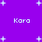 Purple background with white pixelated stars and repeated 'Kara' text in a retro digital style.