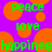 Pixelated green text spelling 'peace', 'love', and 'happiness' overlaid on a purple background with orange circles.
