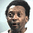 Pixelated image of a person with short dark hair and light skin, alongside text elements on black backgrounds.