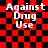 Red and black checkered background with white text reading 'Against Drug Use' in four identical arranged in a