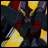 A 48x48 pixel buddy icon featuring a Gundam-style robot with yellow and red accents on dark blue armor, alongside text reading "Anime IM" and "cOm" in stylized white font against black background.