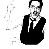 Pixelated black-and-white static icon of a man in formal attire with a bow tie, partially obscured by pixelation and dithering effects.