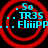 Four identical red circular patterns with cyan text overlays on a black background, each pattern featuring concentric rings and dotted lines.