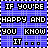 Pixelated blue background with repeated text and animated 'GO AWAY' symbols in white and blue