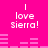 Bright pink background with four identical pixelated text blocks reading 'I love Sierra!' and horizontal bar graphs below each block.