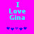 Cyan text "I Love Gina" on bright pink background with five blue/purple star icons below, two versions show slight pixel differences in stars.