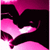 Animated pink and black icon with a stylized heart shape and flowing pink elements, showing subtle motion in the lower pink sections.