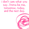 Two side-by-side display identical pink text and a swirling pink graphic, with the right 's text having black lettering on select words