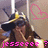 A person wearing a yellow and black hat with long hair, holding their hand near their face in four with pink text overlays