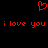 Red pixelated heart symbol above repeated red text 'i love you i love you' on black background.
