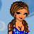 Pixel art contact sheet showing a woman in blue bikini across three frames with text "beach baby" at bottom, set against light blue background with moon and star motifs.