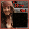 16 shows a character with long dark hair, red bandana, and brown jacket under 'HILL! Nice Hat' text; one displays a black square while others show the character's face in a small inset