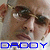 A 4x4 contact sheet of animated frames showing a man with sunglasses and facial hair, each frame displaying different text below his face in blue pixelated font.