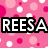 Pixelated pink background with white and dark pink circles, overlaid by bold black-outlined text reading REESA Is Da BOMB LOL!