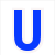 Blue and red stylized letters U, C, O, N, N on white background with one gray square.