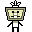 Two pixel-art figures with square heads, black eyes, and mustaches stand side-by-side against a gray background.