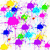 Colorful pixelated splatter patterns and a 'Loser' text graphic on white background with scattered dots.